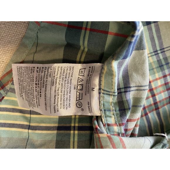 Gap Shirt Mens Size Medium Slim Fit Button Up Collared Green Plaid Casual Shirt - Picture 8 of 13
